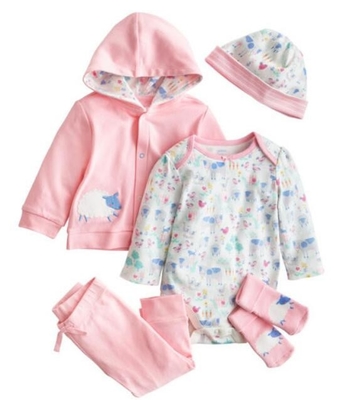 Pink Infant Baby Clothes Girls 5 Piece Baby Gift Set Breathable Eco Friendly