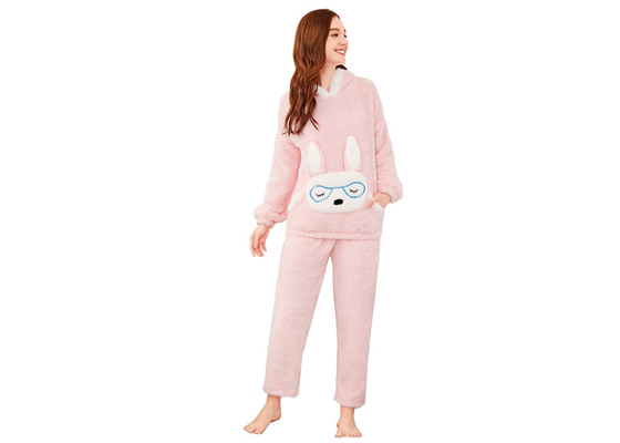 100% Polyester Ladies Pyjama Sets Coral Fleece Homewear Female Pajama Sets