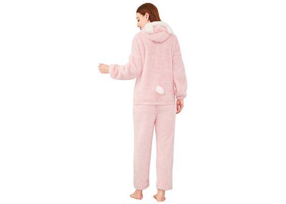 100% Polyester Ladies Pyjama Sets Coral Fleece Homewear Female Pajama Sets
