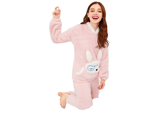 100% Polyester Ladies Pyjama Sets Coral Fleece Homewear Female Pajama Sets