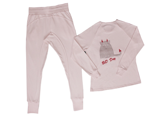 Customized Puffing Print Ladies Pyjama Sets Pj Sets Solid Or Melange Color
