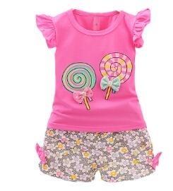 Yellow Screen Prints Kids Garments Summer Baby Girl Outfit Sets Comfortable