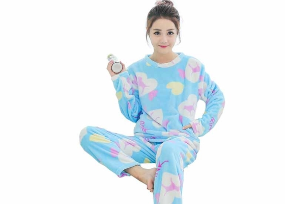 Eco Friendly Womens Flannel Pajamas Sets 240GSM Flannel Fleece 100% Polyester