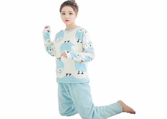 Eco Friendly Womens Flannel Pajamas Sets 240GSM Flannel Fleece 100% Polyester