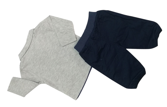 Newborn T Shirt Pants 2 Pcs Knitted Baby Sets Melange Grey Blue Colour