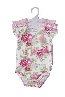 100% Cotton Short Sleeve Baby Gear 3 Piece Set Flower Pattern 0 - 9 Months