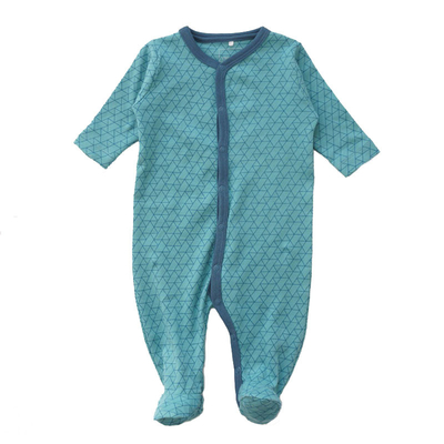 Plain Color Organic Cotton Baby Clothes Long Sleeve Footed Newborn Pajamas