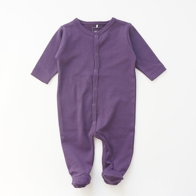 Plain Color Organic Cotton Baby Clothes Long Sleeve Footed Newborn Pajamas