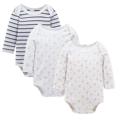 Long sleeve 3 Pack Baby Romper Set Children Apparel With 100% Cotton bodyvest