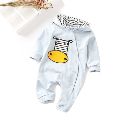 Romper longo do Hoodie da luva do bebê animal do bordado 0 meses 24 crianças do mês