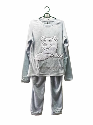 Pyjama das senhoras do velo do inverno 180G o micro ajusta o teste padrão bonito XS do cão - tamanho de XXL