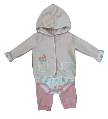 O bebê recém-nascido bonito de três partes veste a luz longa do revestimento da luva do boutique - rosa