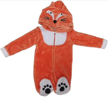A criança unisex do velo da flanela veste-se/material unisex do bebê com chapéu e cauda