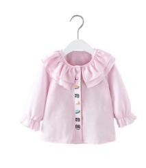 O bebê infantil do verão cor-de-rosa veste a parte superior contínua respirável com plissado